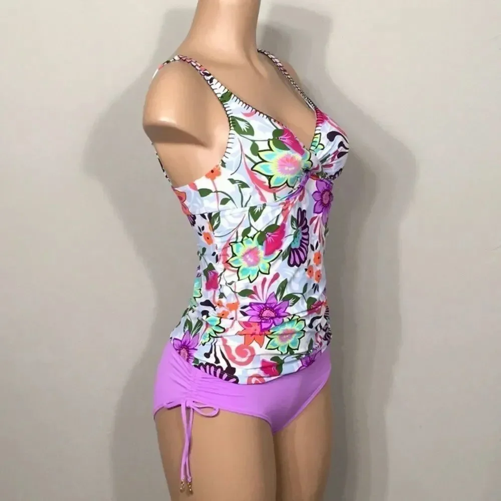 Anne Cole floral lilac tankini set. 32/34-S. NWT
